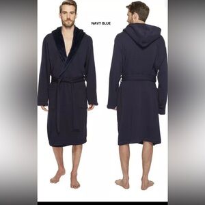 UGG Brunswick Navy Hooded Men's Robe - Size L/XL